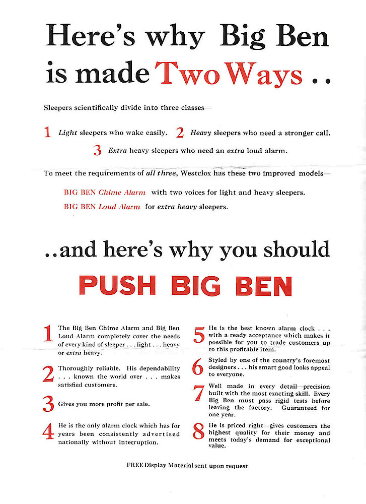 Westclox, Canada 1936 Catalog > 4. Here&039;s Why Big Ben Is Made 2 Ways.