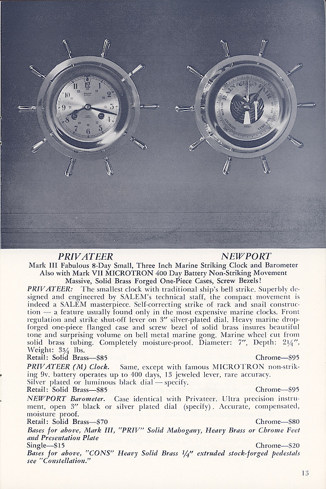 Marine Clocks by Salem, the Quality Name in Clocks > 13