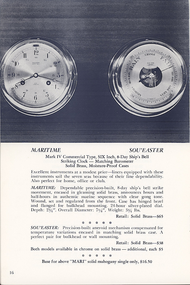 Marine Clocks by Salem, the Quality Name in Clocks > 16