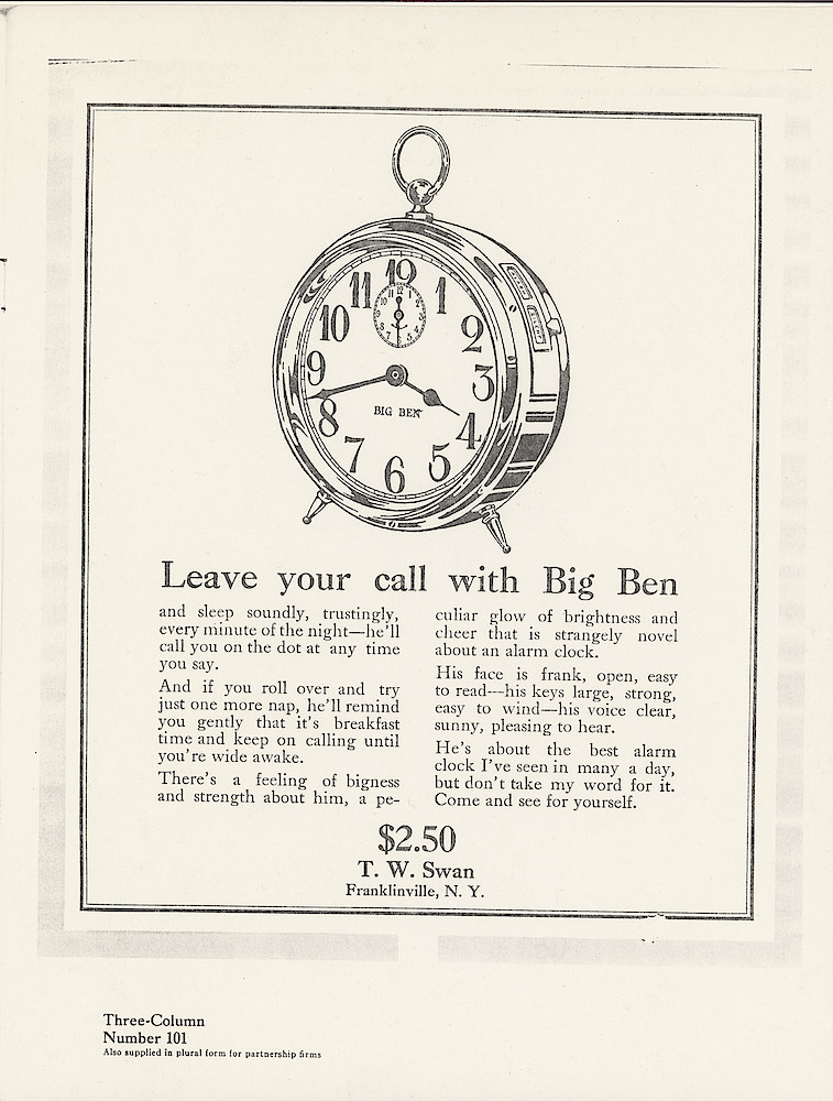 Big Ben, The National Alarm, 1912 > 5