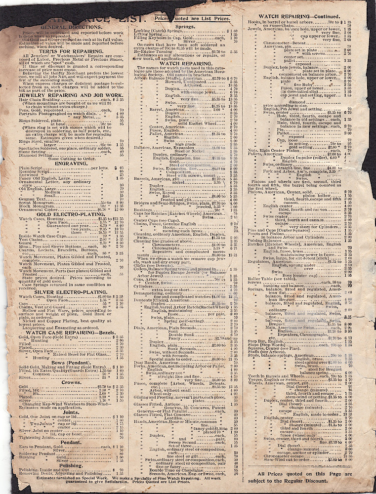 1905 Fort Dearborn Catalog > Repair Prices