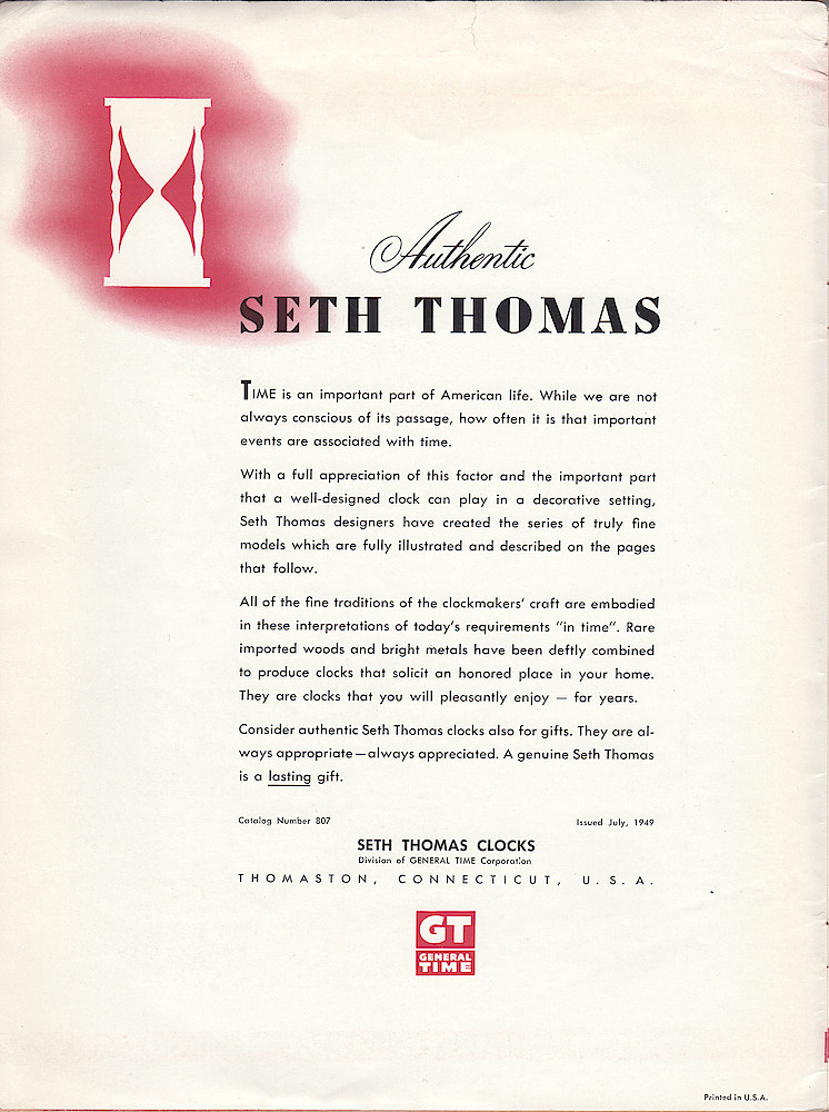Seth Thomas Clocks, Electric & Spring Wound, Since 1813, The Finest Name in Clocks > 2
