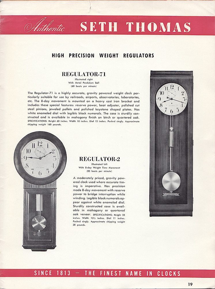 Seth Thomas Clocks, Electric & Spring Wound, Since 1813, The Finest Name in Clocks > 19