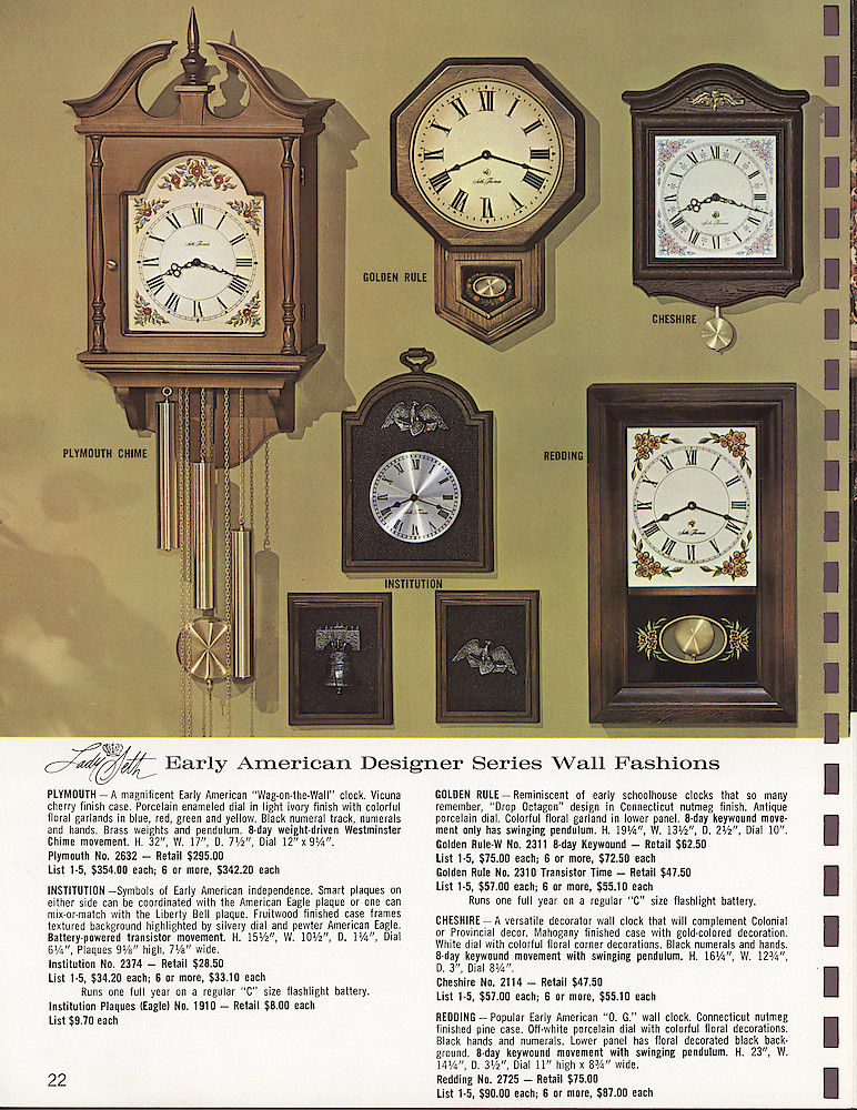 Seth Thomas, Fine Clocks Since 1813. Decorator Wall Fashions. > 22