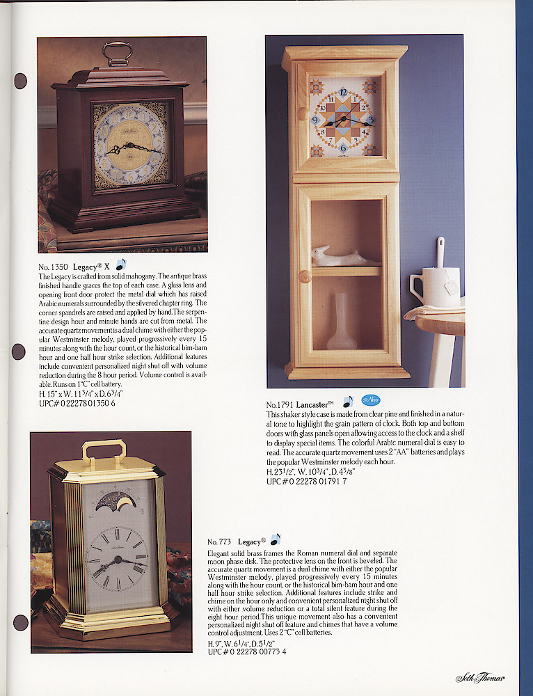 Seth Thomas 1995 - 1996 Catalog. American Clockmakers Since 1813. > 5