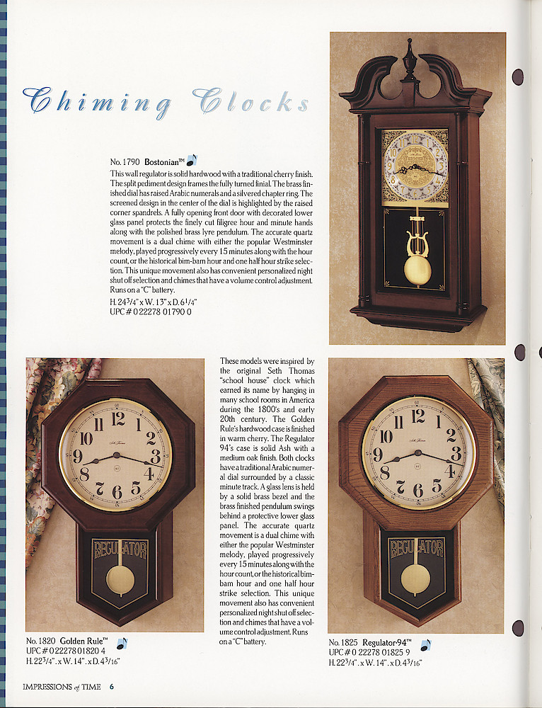 Seth Thomas 1995 - 1996 Catalog. American Clockmakers Since 1813. > 6