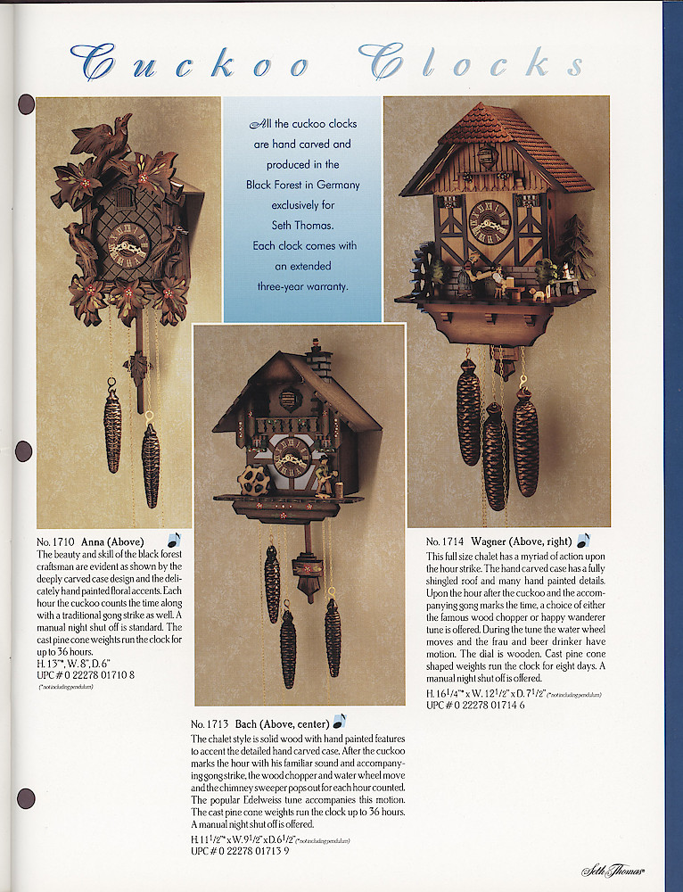 Seth Thomas 1995 - 1996 Catalog. American Clockmakers Since 1813. > 7