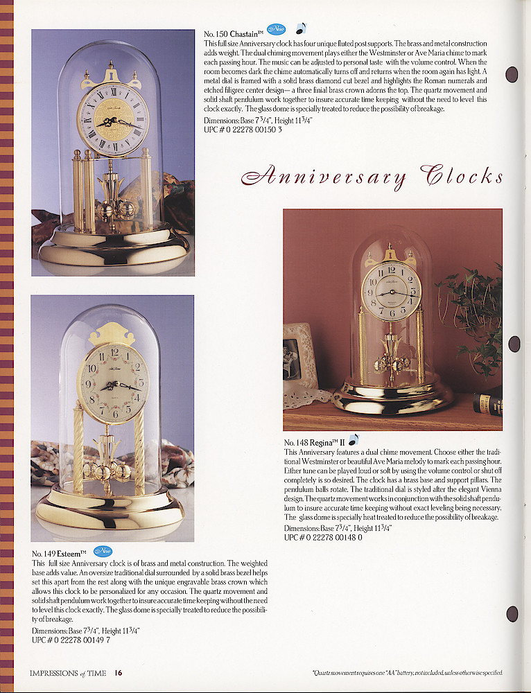 Seth Thomas 1995 - 1996 Catalog. American Clockmakers Since 1813. > 16