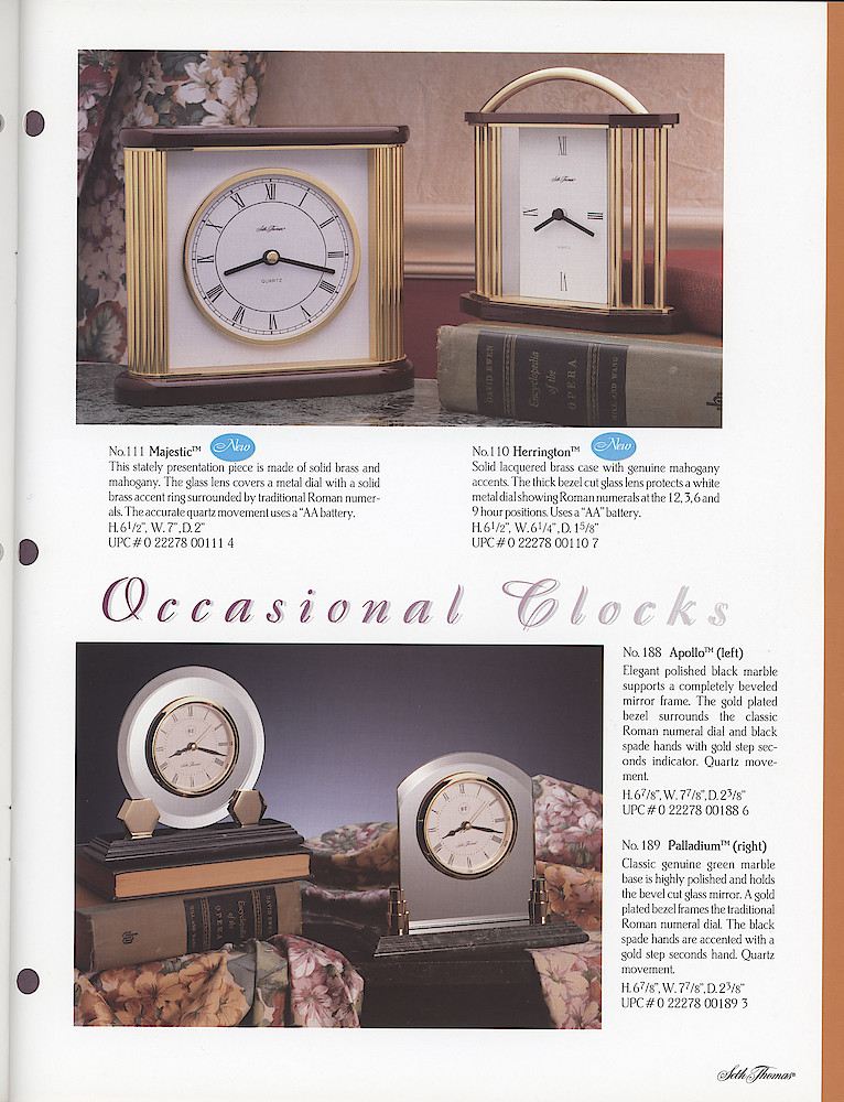 Seth Thomas 1995 - 1996 Catalog. American Clockmakers Since 1813. > 19