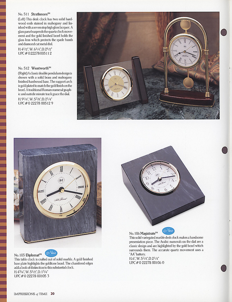 Seth Thomas 1995 - 1996 Catalog. American Clockmakers Since 1813. > 20