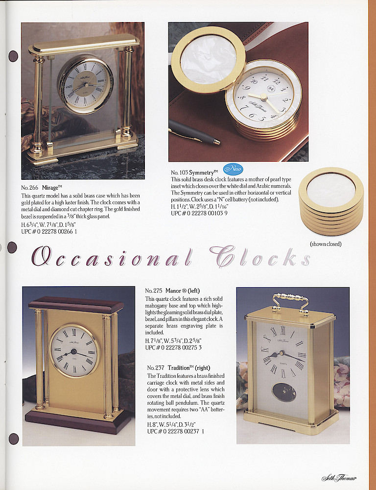 Seth Thomas 1995 - 1996 Catalog. American Clockmakers Since 1813. > 21