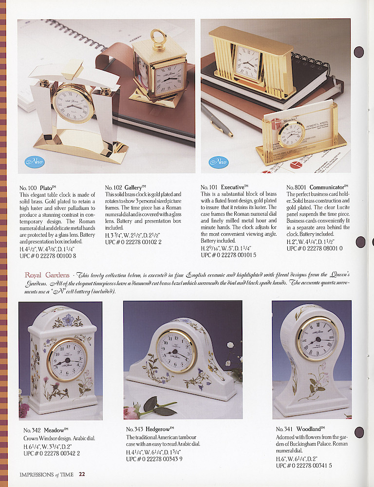 Seth Thomas 1995 - 1996 Catalog. American Clockmakers Since 1813. > 22