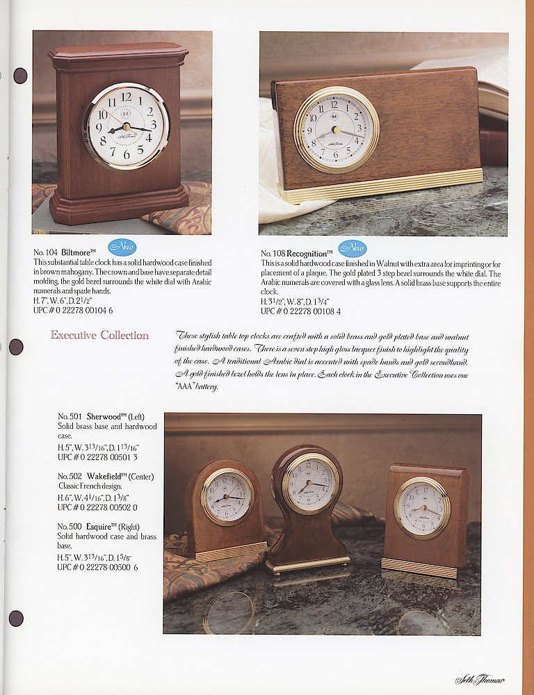 Seth Thomas 1995 - 1996 Catalog. American Clockmakers Since 1813. > 23