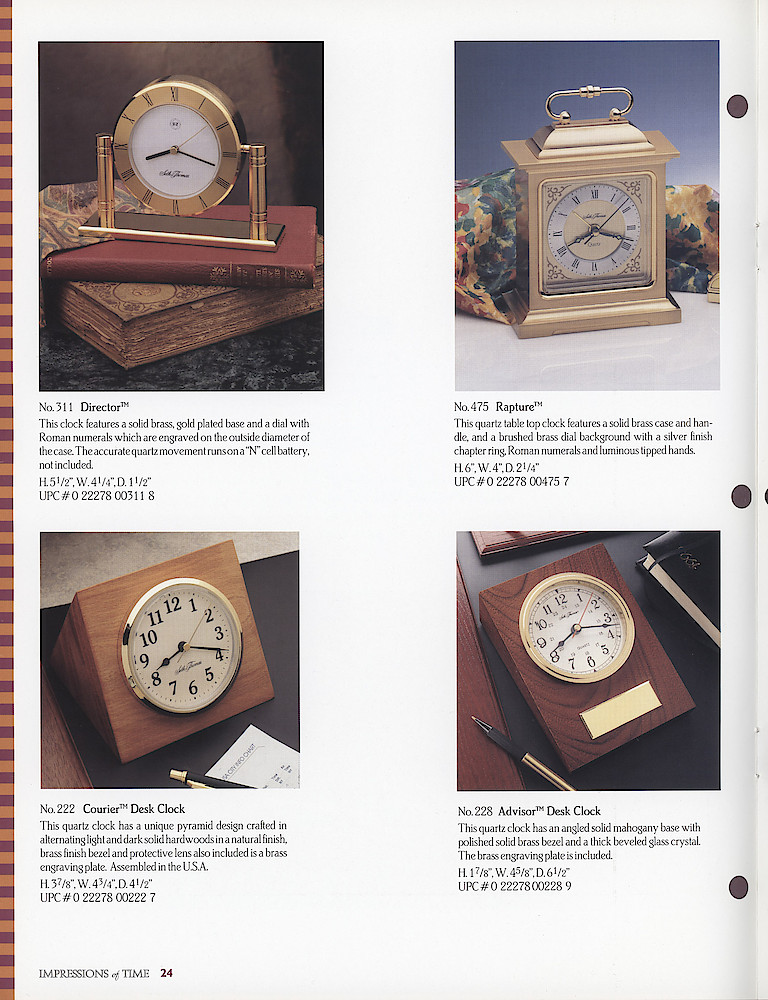 Seth Thomas 1995 - 1996 Catalog. American Clockmakers Since 1813. > 24