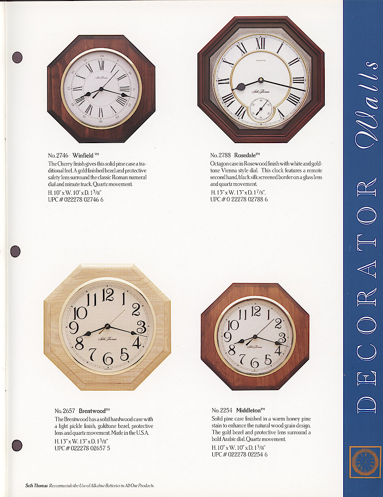 Seth Thomas 1995 - 1996 Catalog. American Clockmakers Since 1813. > 41