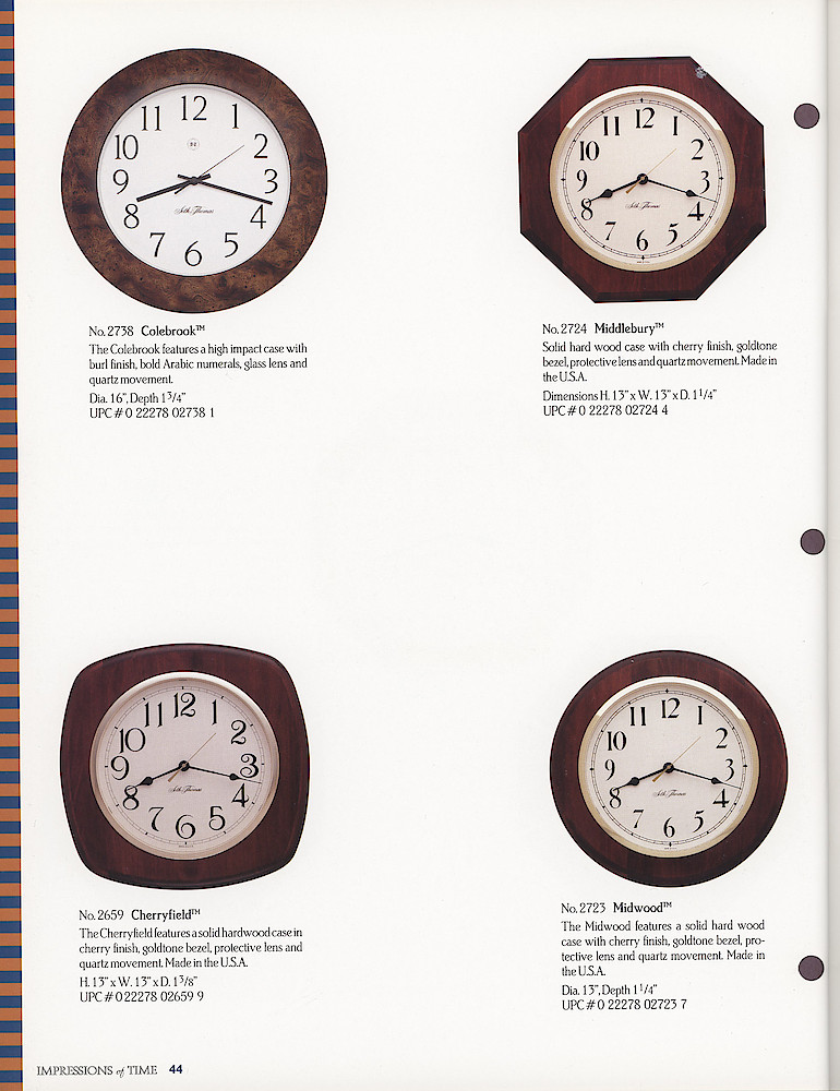 Seth Thomas 1995 - 1996 Catalog. American Clockmakers Since 1813. > 44