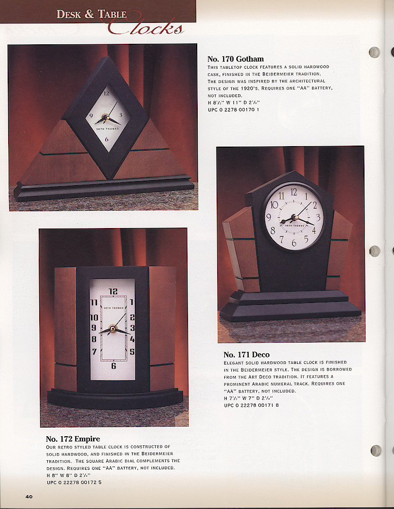 Seth Thomas 1998-99 Product Catalog > 40
