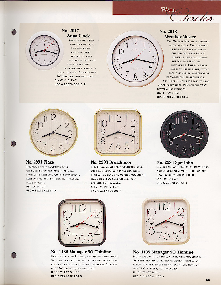 Seth Thomas 1998-99 Product Catalog > 59