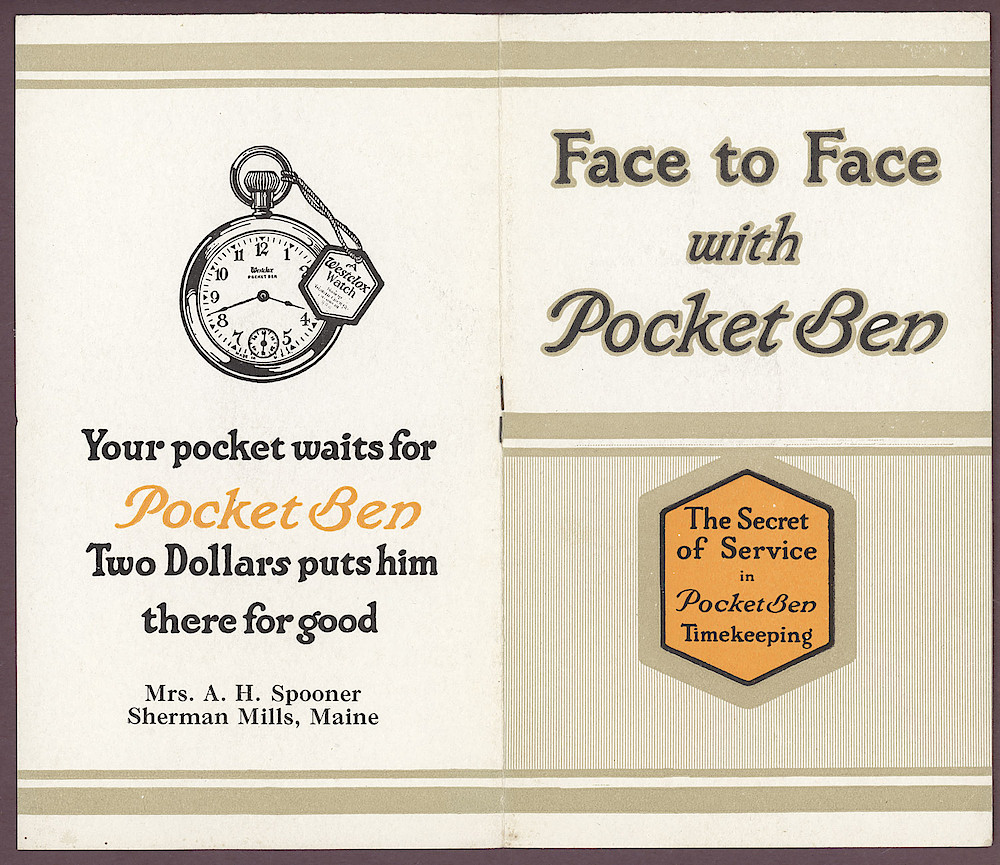 Pocket Ben Brochure ca. 1925 > Cover