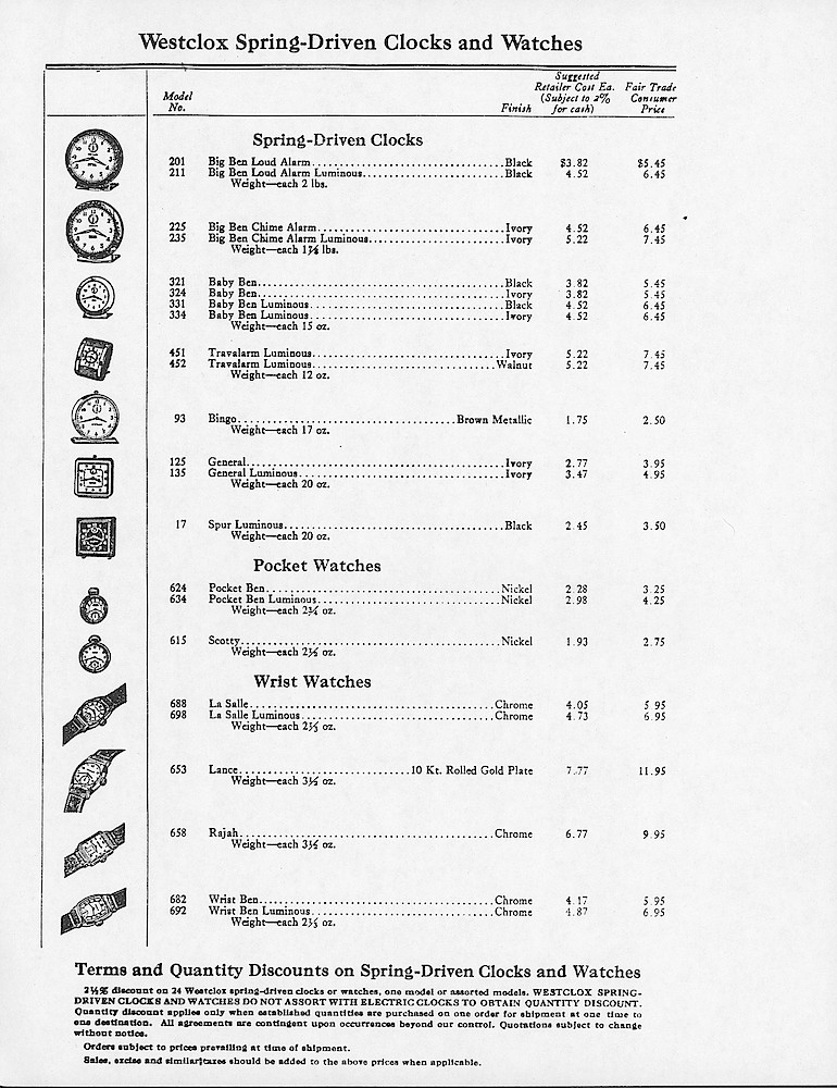 Westclox 1950 Price List - Wholesale & Retail > 2