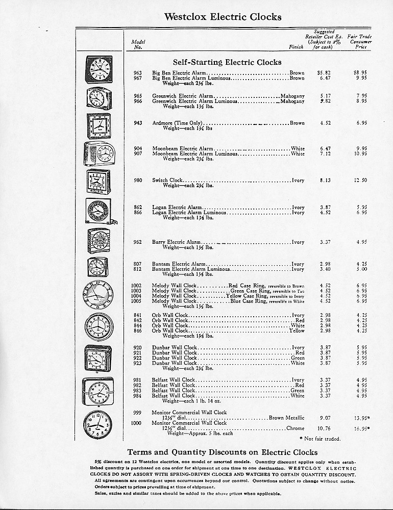 Westclox 1950 Price List - Wholesale & Retail > 3