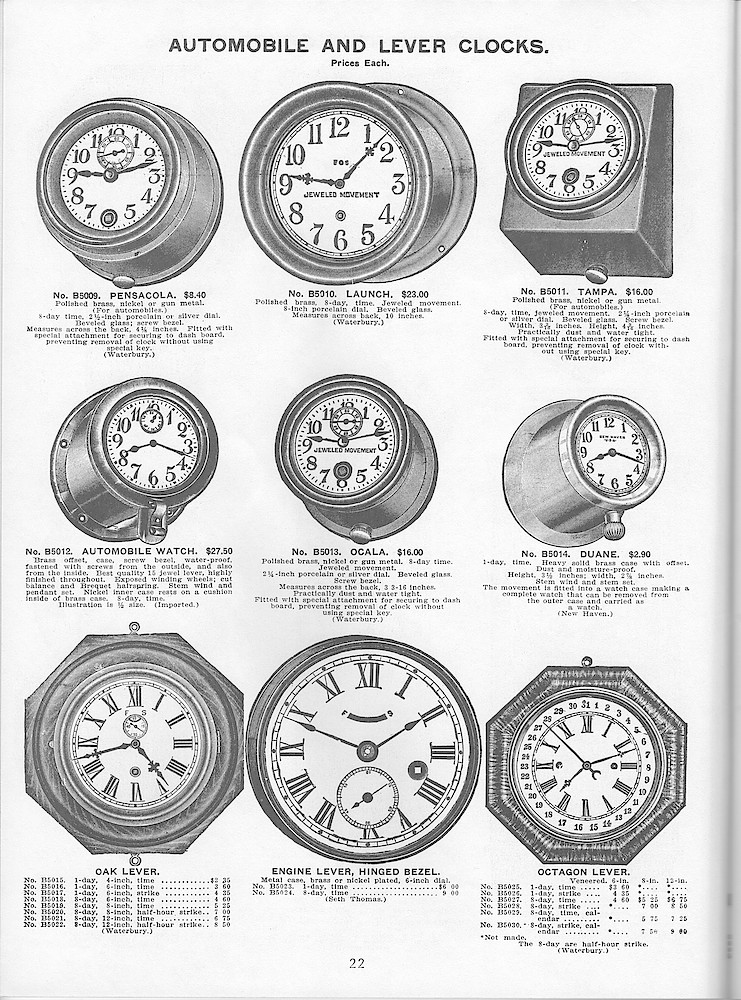 Young & Co., Catalogue of Clocks, Illustrated & Priced, 1911 > 22