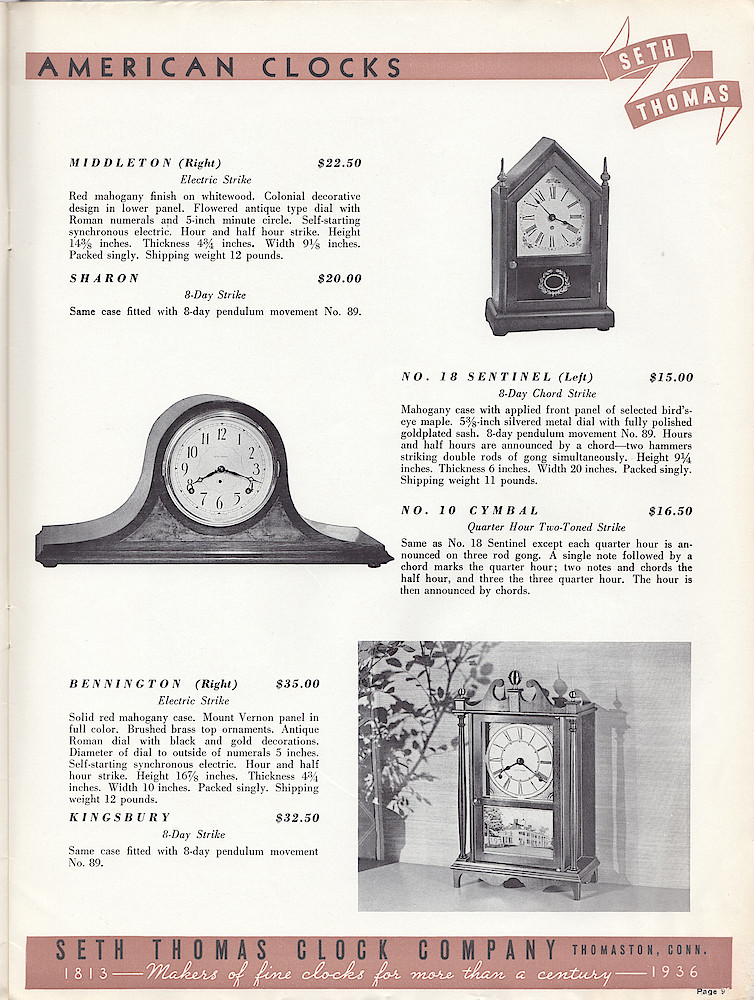 Seth Thomas Clocks, Makers of Fine Clocks for More Than a Century > 9