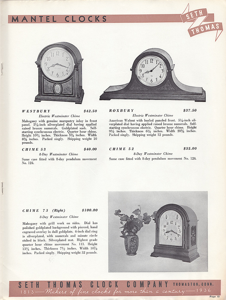 Seth Thomas Clocks, Makers of Fine Clocks for More Than a Century > 13