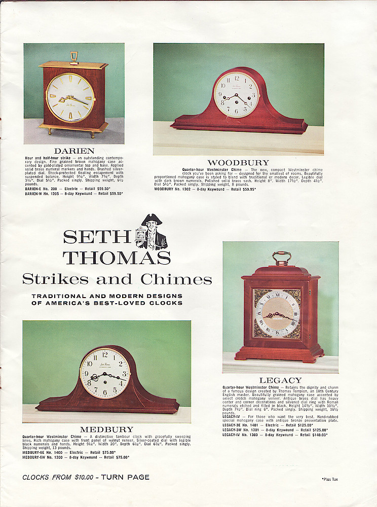 Seth Thomas Makes the Clocks You Can Sell Because . . . Quality . . . Design . . . Selection . . . Price > 3