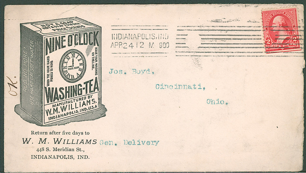 Nine OClock Washing-Tea letter to Jos. Boyd., Cincinnati, Ohio > Envelope-Front