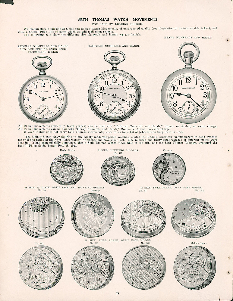 Seth Thomas 1906 - 1907 Catalog > 78