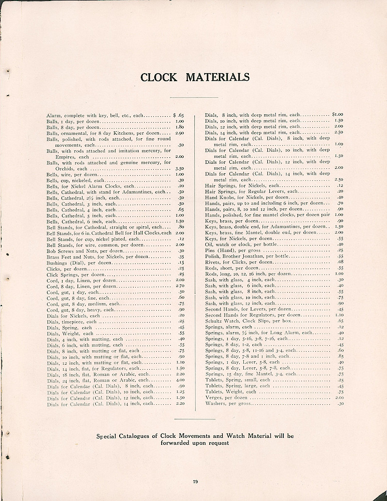 Seth Thomas 1906 - 1907 Catalog > Clock Materials