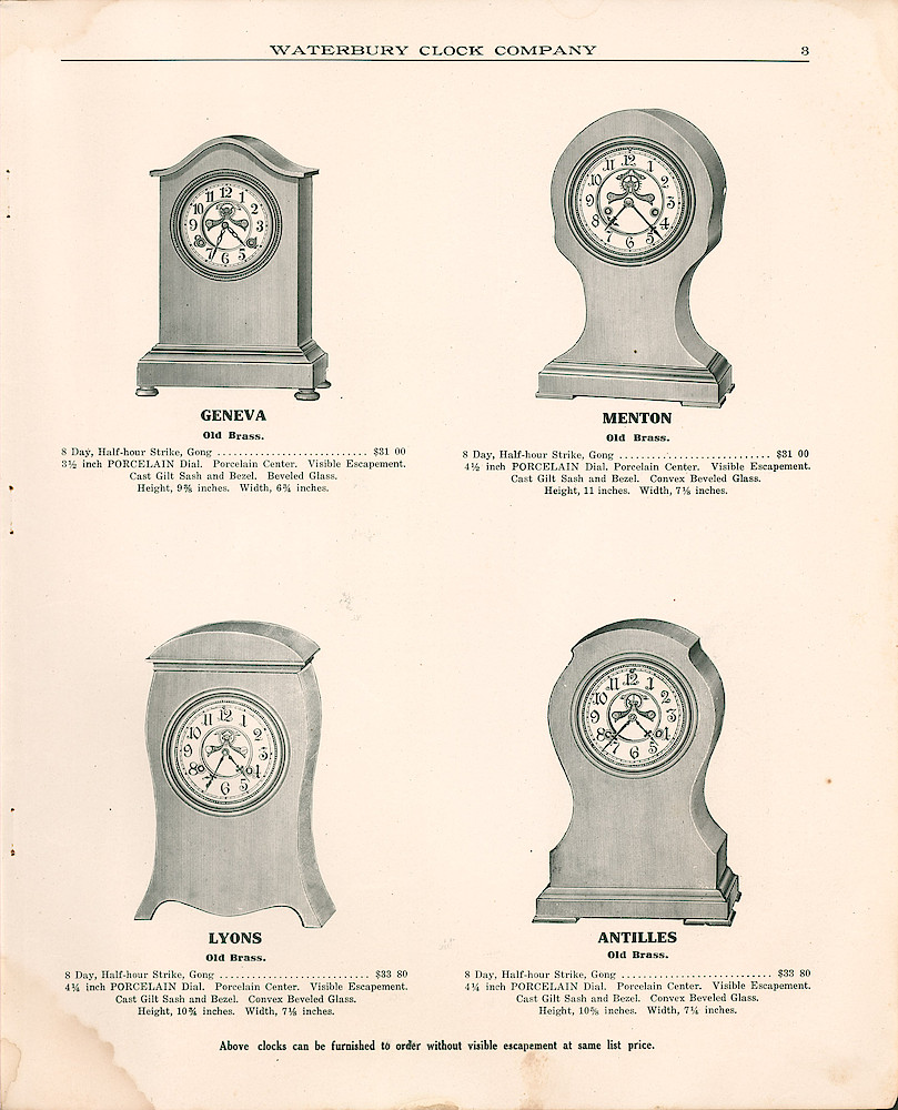 Waterbury Clock Company, 1909 - 1910 Catalog, Canada > 3