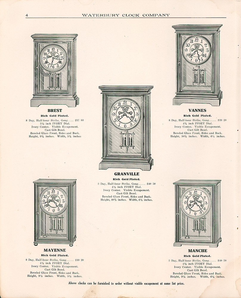 Waterbury Clock Company, 1909 - 1910 Catalog, Canada > 4