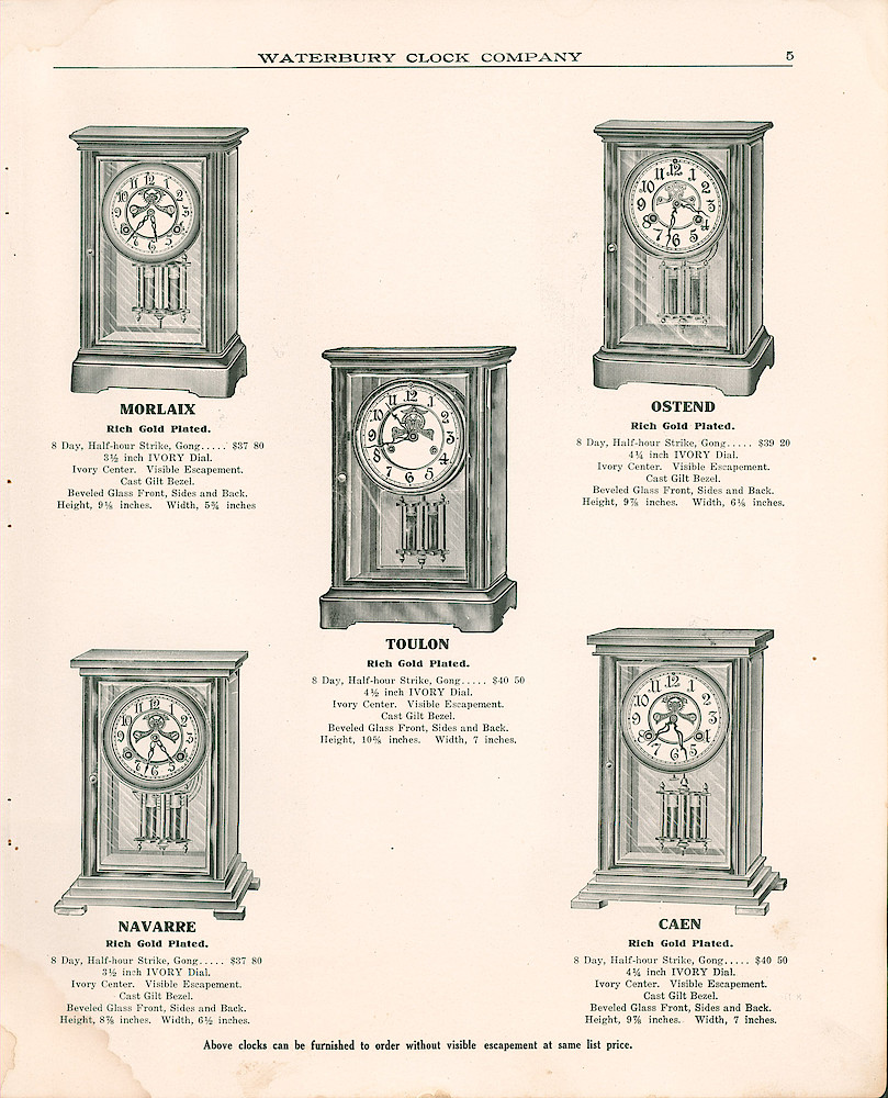 Waterbury Clock Company, 1909 - 1910 Catalog, Canada > 5