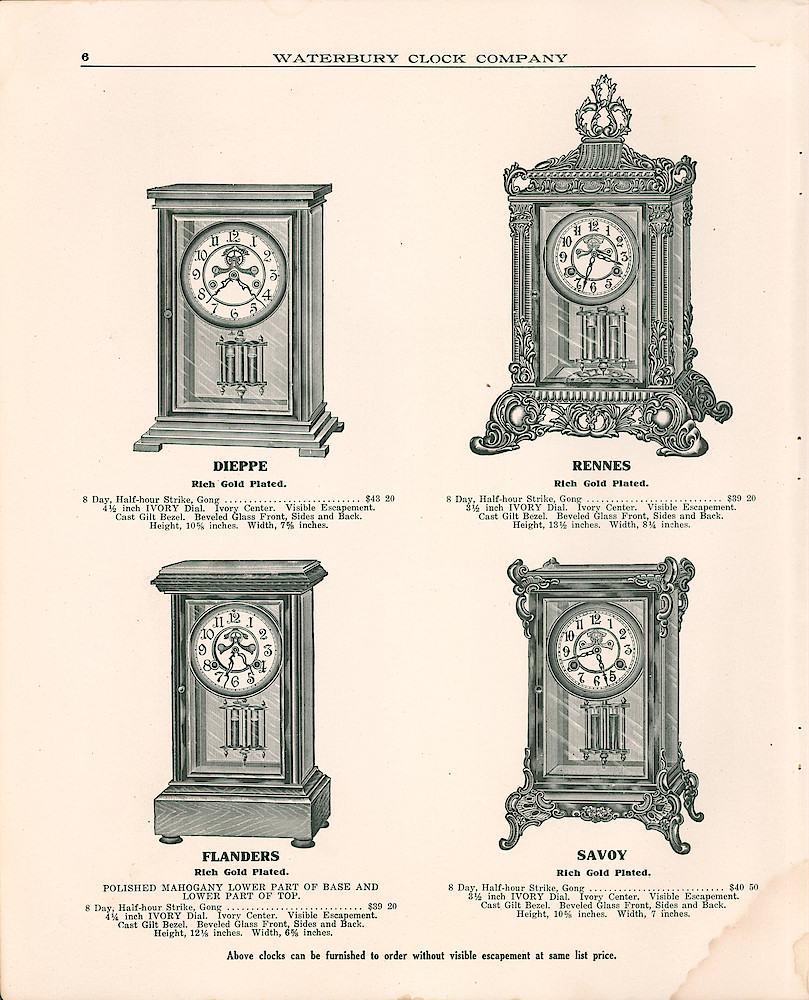 Waterbury Clock Company, 1909 - 1910 Catalog, Canada > 6