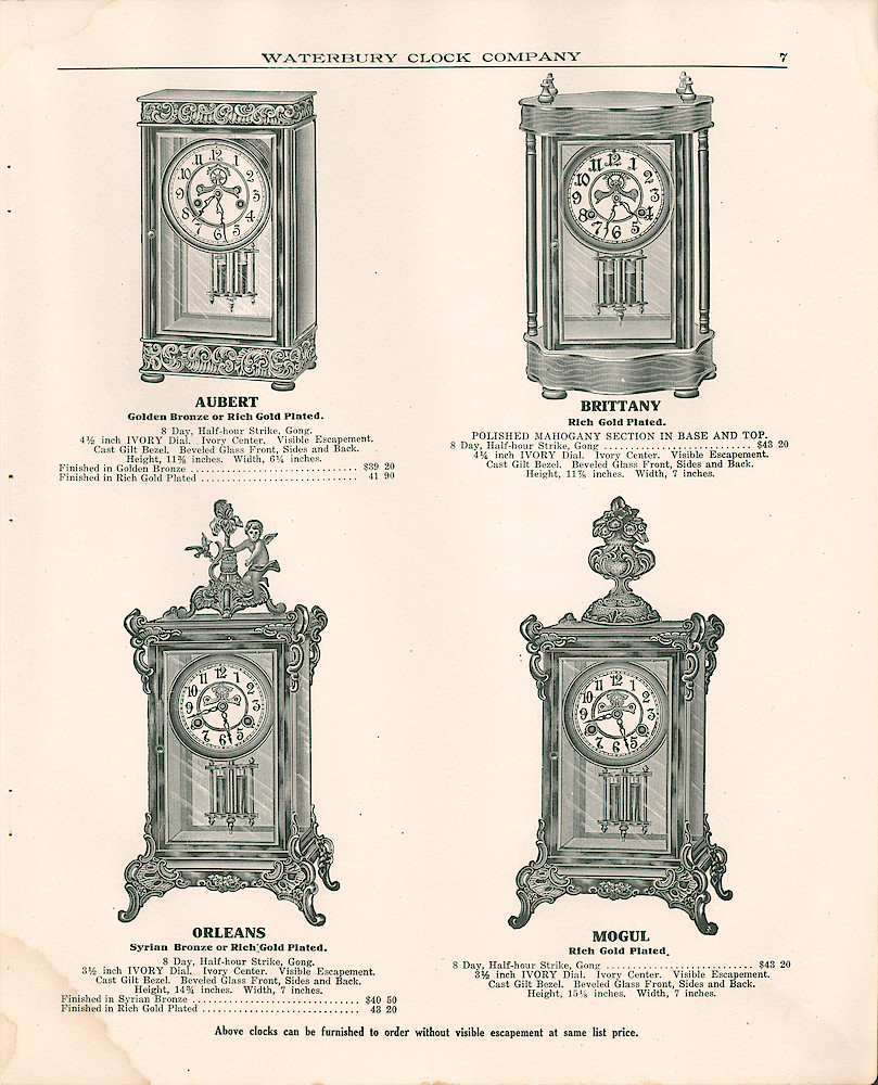 Waterbury Clock Company, 1909 - 1910 Catalog, Canada > 7
