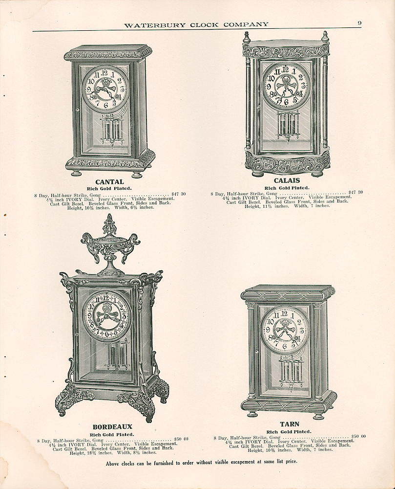 Waterbury Clock Company, 1909 - 1910 Catalog, Canada > 9
