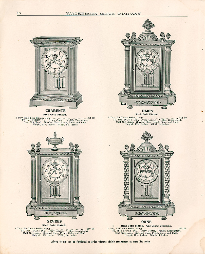 Waterbury Clock Company, 1909 - 1910 Catalog, Canada > 10