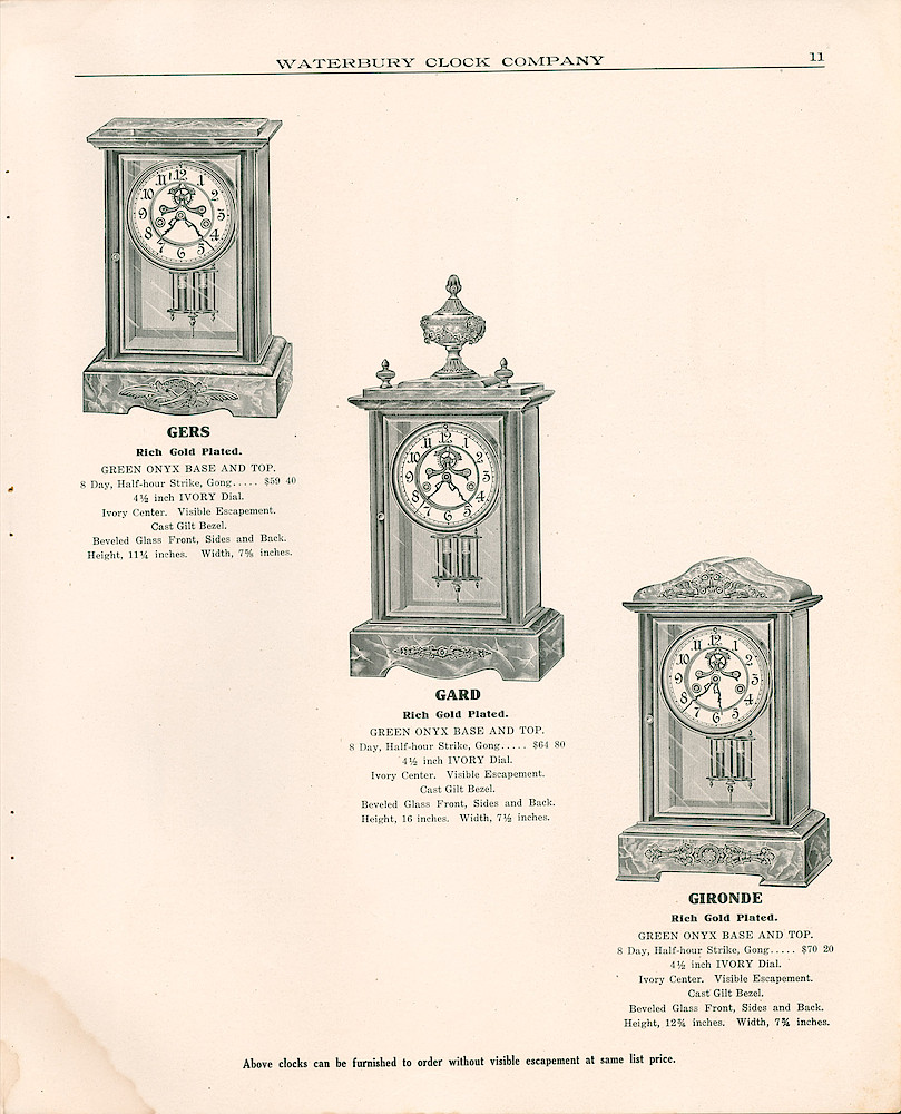 Waterbury Clock Company, 1909 - 1910 Catalog, Canada > 11