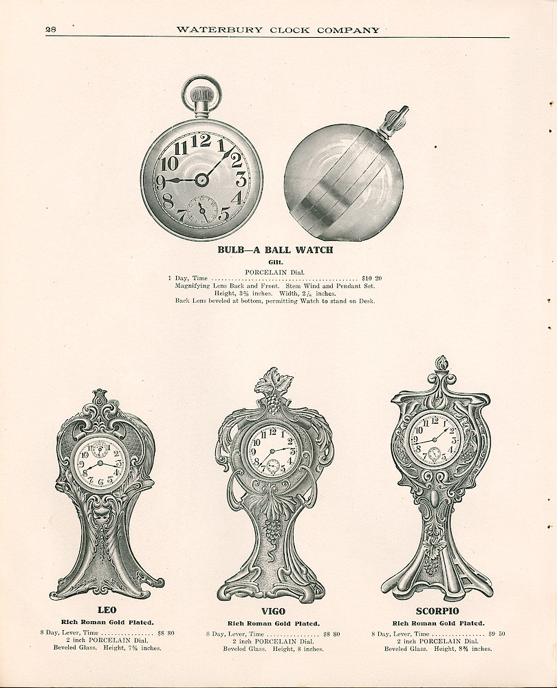 Waterbury Clock Company, 1909 - 1910 Catalog, Canada > 28