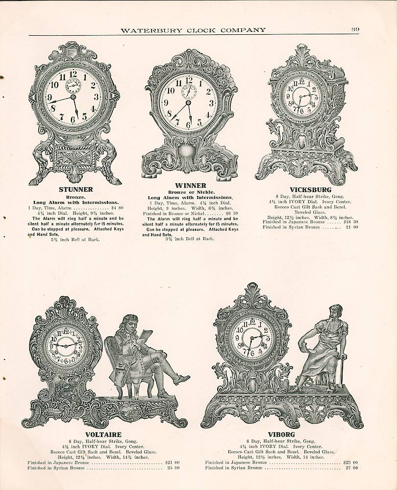 Waterbury Clock Company, 1909 - 1910 Catalog, Canada > 39