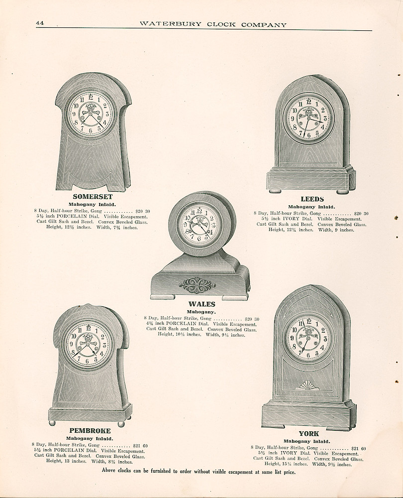 Waterbury Clock Company, 1909 - 1910 Catalog, Canada > 44