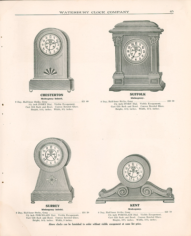 Waterbury Clock Company, 1909 - 1910 Catalog, Canada > 45