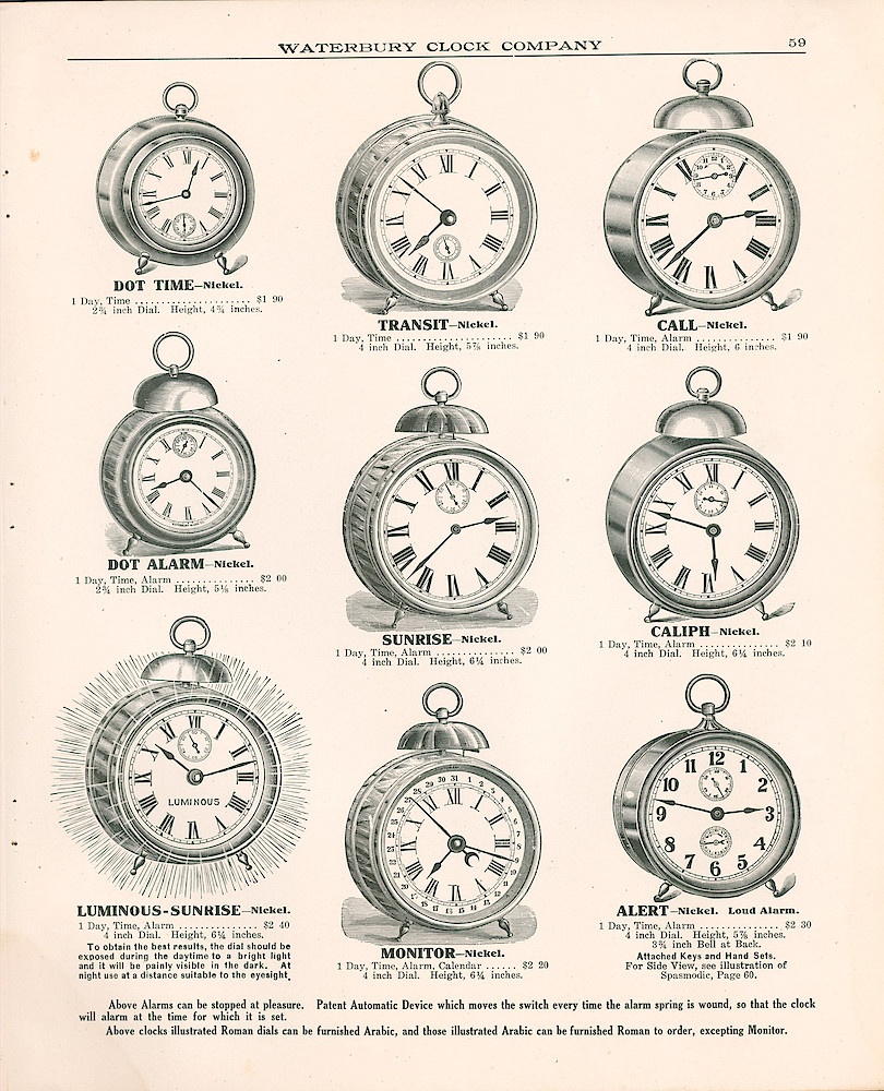 Waterbury Clock Company, 1909 - 1910 Catalog, Canada > 59
