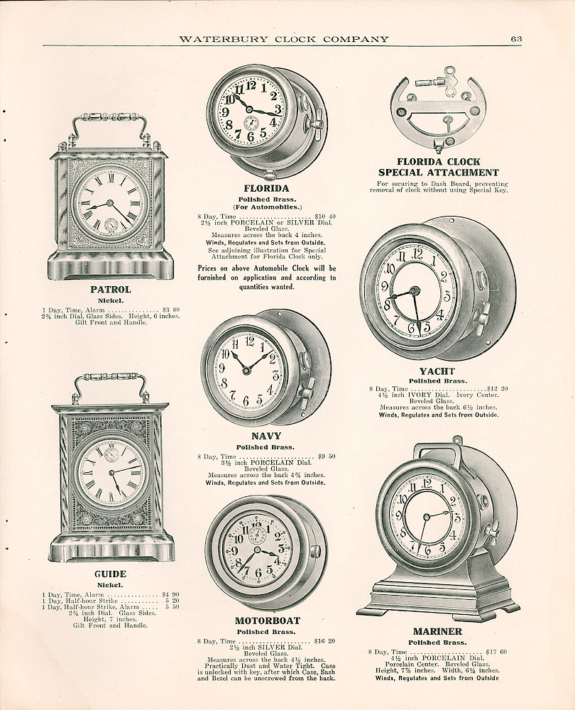 Waterbury Clock Company, 1909 - 1910 Catalog, Canada > 63