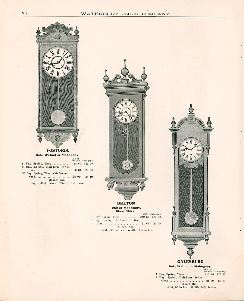 Waterbury Clock Company, 1909 - 1910 Catalog, Canada > 72