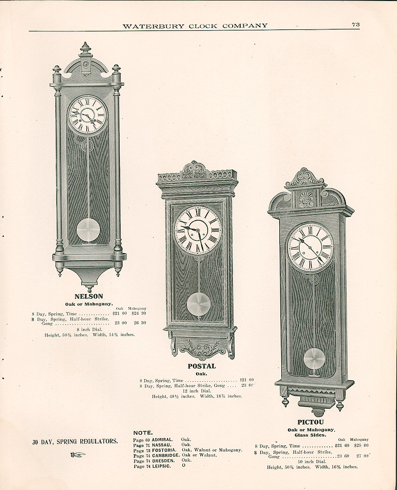 Waterbury Clock Company, 1909 - 1910 Catalog, Canada > 73