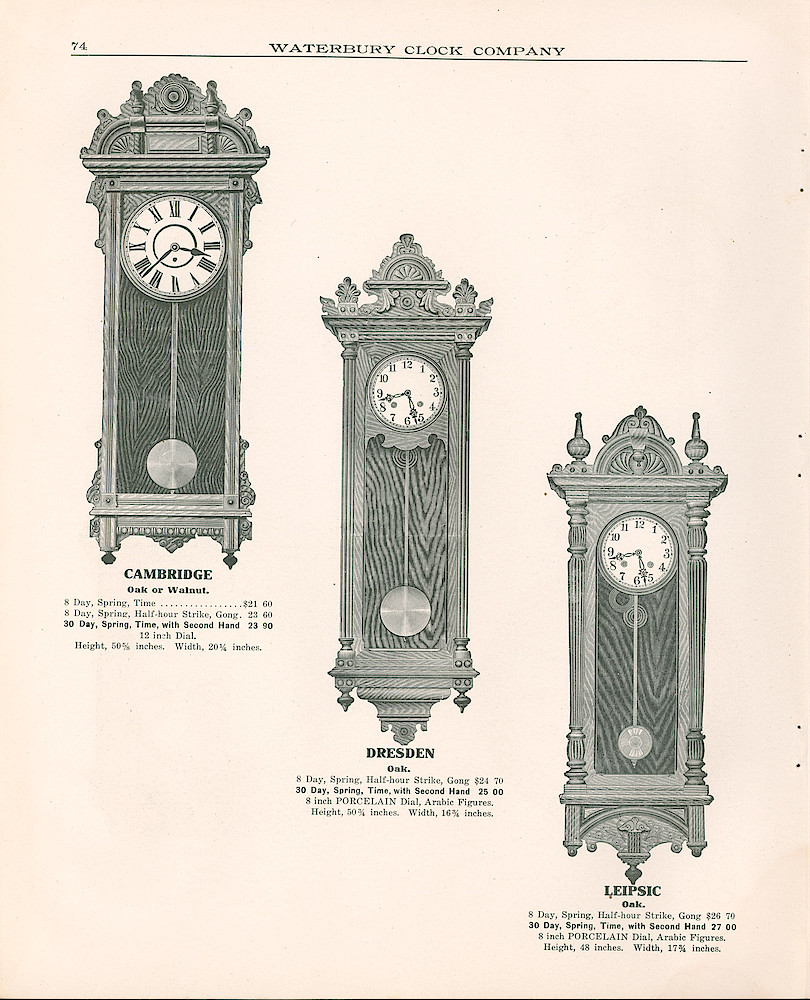 Waterbury Clock Company, 1909 - 1910 Catalog, Canada > 74