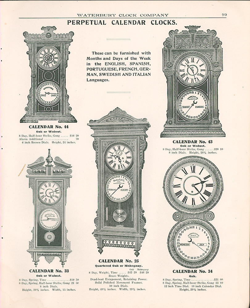 Waterbury Clock Company, 1909 - 1910 Catalog, Canada > 79